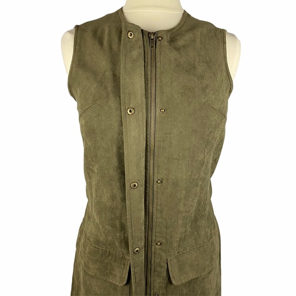 SHADES OF GREY Faux Suede Olive Green Vest XS - Picture 6 of 11